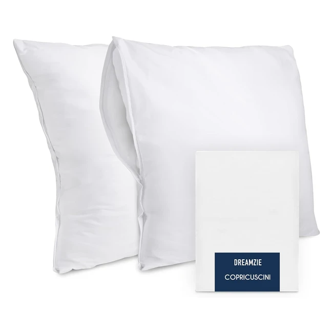 Copricuscino letto Dreamzie 80x80 cm - Set da 2 - Impermeabile e Oeko Tex - Copri cuscino letto