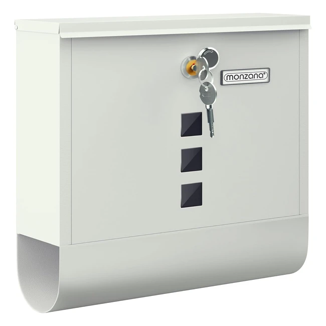 Monzana Design Briefkasten Stahl mit Zeitungsfach Sichtfenster 2 Schlüssel Namensschild Farbwahl Weiß