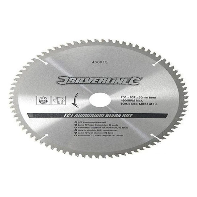Disco alluminio Silverline Tools 456915 - 80 denti - 250 x 30 mm - Anelli 25, 20 e 16 mm