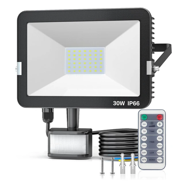 Kalahol 2024 Newest 30W Security Lights Outdoor Motion Sensor | 3000LM | 6500K | IP66 Waterproof LED Floodlights