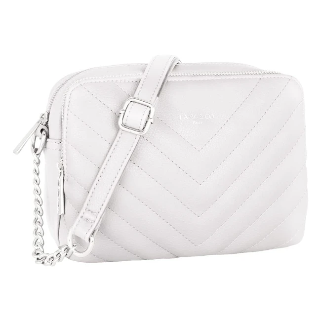 Crazychic Quilted Crossbody Bag - Small Chain Shoulder Handbag - Rectangular Clutch with 2 Zipper Compartments