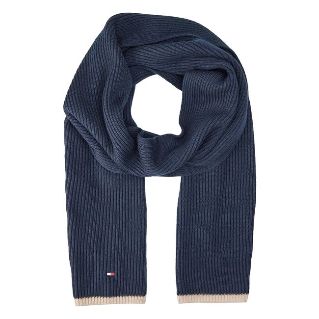 Tommy Hilfiger Mens Block Flag Scarf - Space BlueCashmere Creme - One Size