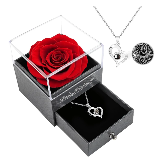 Womens Rose Gifts for Her - Valentines DayBirthday - Red Preserved Flowers - 