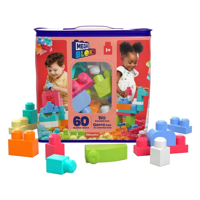 Mega Bloks Pink Buildable Bag 60 Teile - Lernspa fr Kinder ab 1 Jahr