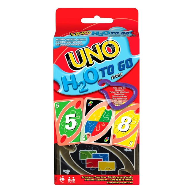 Mattel Games UNO H2O to go - Wasserfestes Kartenspiel für die Familie - Ideal für Strand und Reisen - 210 Spieler ab 7 Jahren