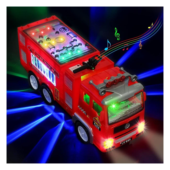 Camion Pompieri Giocattolo 4D LED Luci e Suoni - Grande Camioncino Autopompa - Giochi Auto per Camion - Vigili del Fuoco - Regalo per Bambini