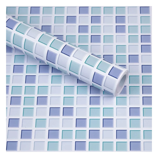 Lmina autoadhesiva azulejos mosaico azul 40x300cm PVC resistente agua