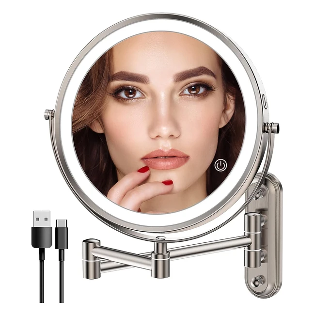 Espejo de Maquillaje Iluminado Recargable con 3 Luces de Color - Rocollos