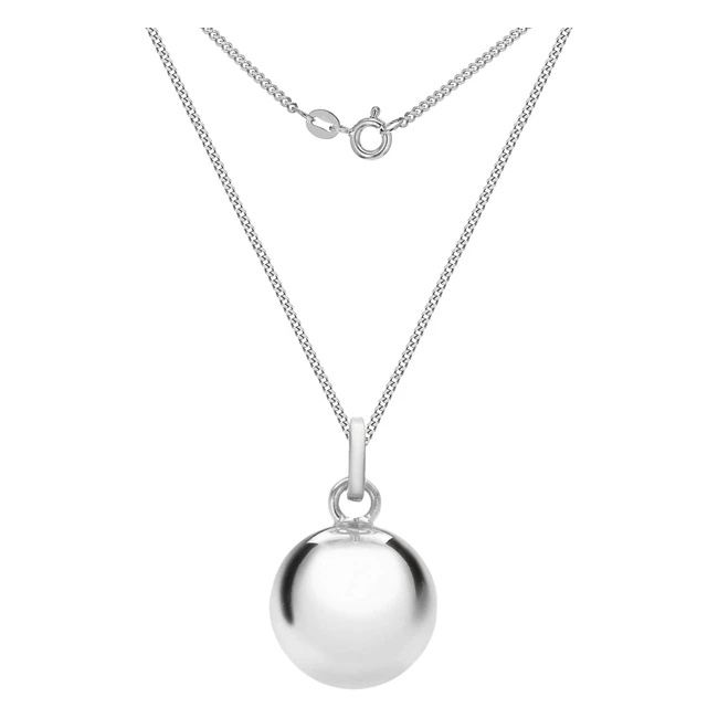 Tuscany Silver Women's Sterling Silver 16mm Ball Pendant on Curb Chain - 46cm18 - Free Delivery