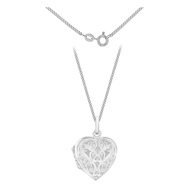 Tuscany Silver Women's Sterling Silver Filigree Heart Locket - 46cm18 Curb Chain
