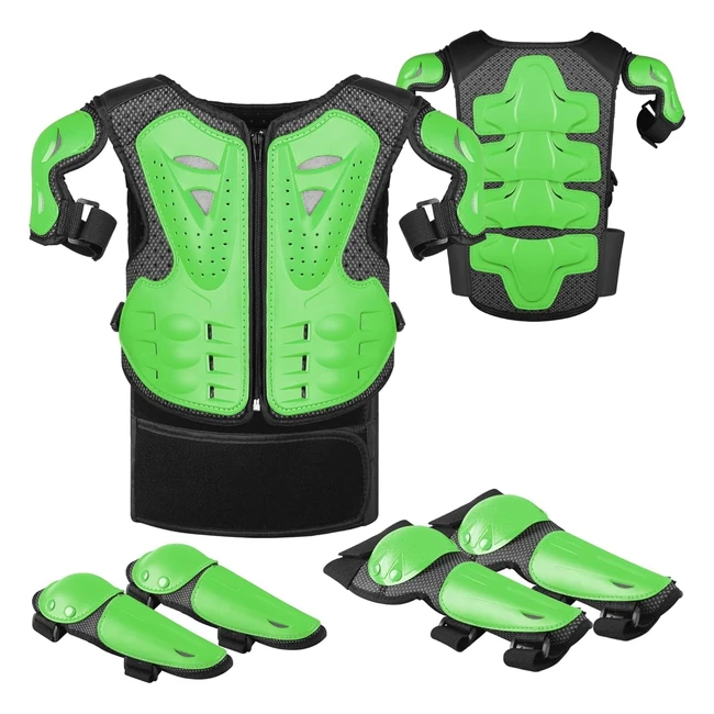 Armatura Moto per Bambini - JustDoLife 5 Pezzi Set - Protezione Motocross per Ba