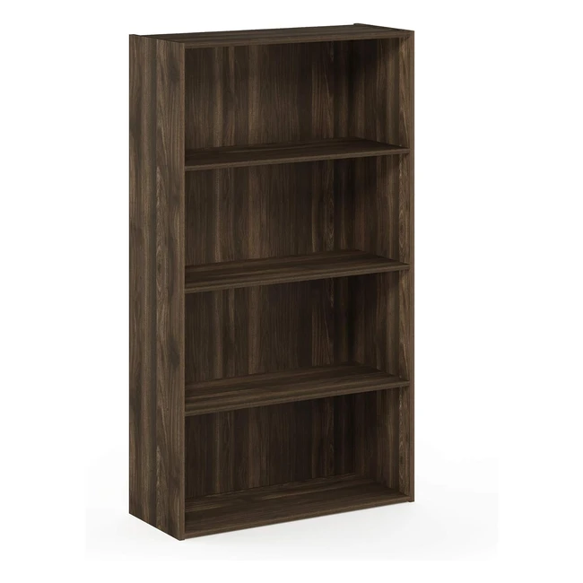 Furinno 4-Tier Bookcase Display Shelves - Columbia Walnut - 1 Choice for Storag