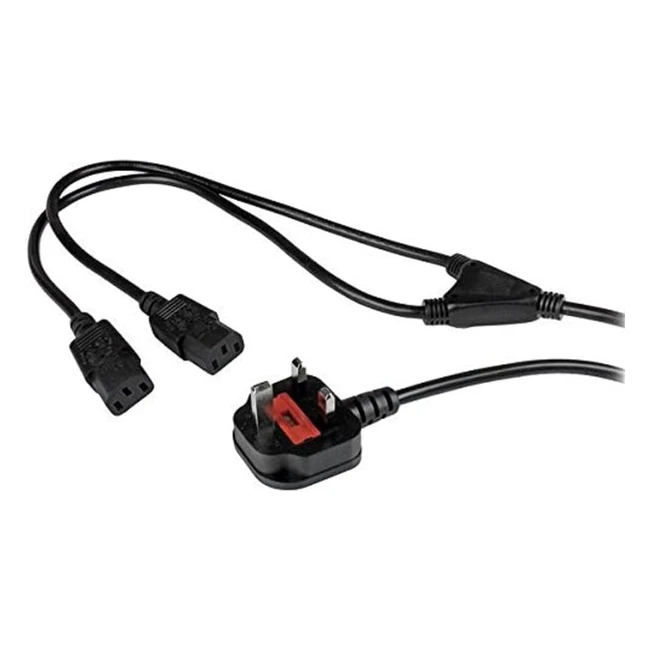 Startechcom 6ft UK Computer Power Cable Y Splitter 18AWG BS 1363 to 2x C13 10A 250V AC Power Cord