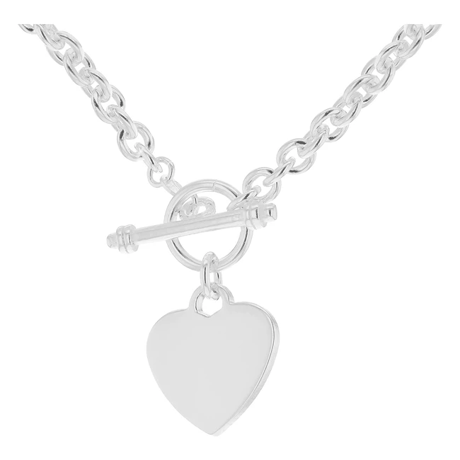 Tuscany Silver Women's Sterling Silver Heart Tbar Belcher Chain Necklace - 23mm x 24mm - 51cm
