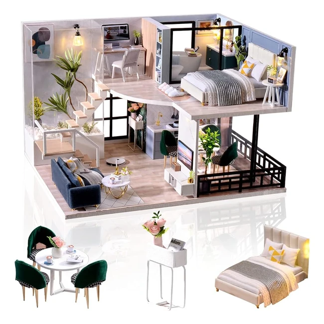 Casa en Miniatura Cuteefun - Kit de Manualidades DIY con Muebles y Herramientas 