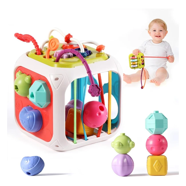 Jouet Montessori 7 en 1 - Cube d'Activités Bébé - Motricité Fine - Cadeau Anniversaire Noël