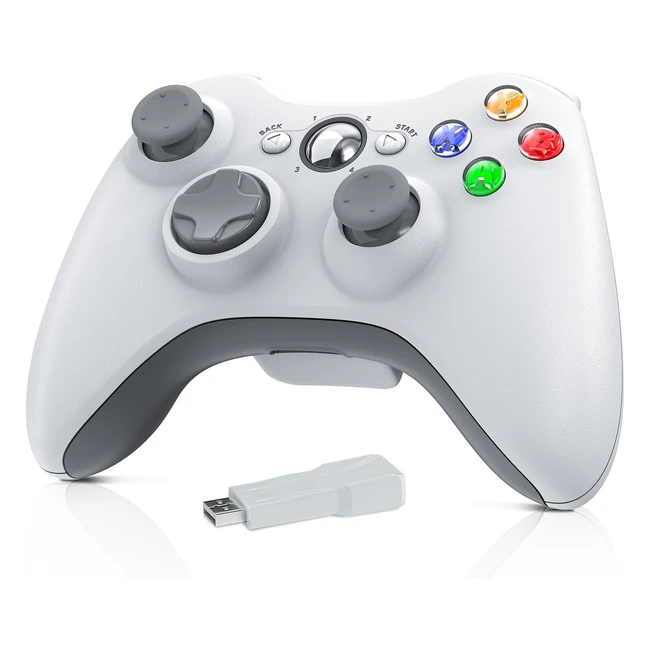 Manette sans fil Bonacell pour Xbox 360 PC Controller + adaptateur récepteur USB 2.4 GHz - Double vibration améliorée
