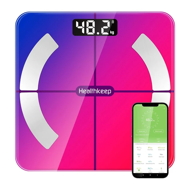 Balance impédancemètre Bluetooth HealthKeep Balance PSE - Mesures précises de la composition corporelle - Max 180kg