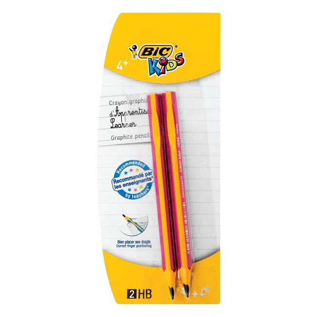 BIC Kids Jumbo Triangular Learner Pencils - Box of 12 - Super Resistant Lead - HB Graphite - Extra Large - Pink Barrels