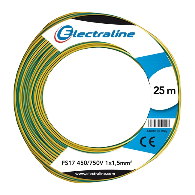 Cable Electraline Unipolar FS17 Seccin 1x15mm AmarilloVerde 25m
