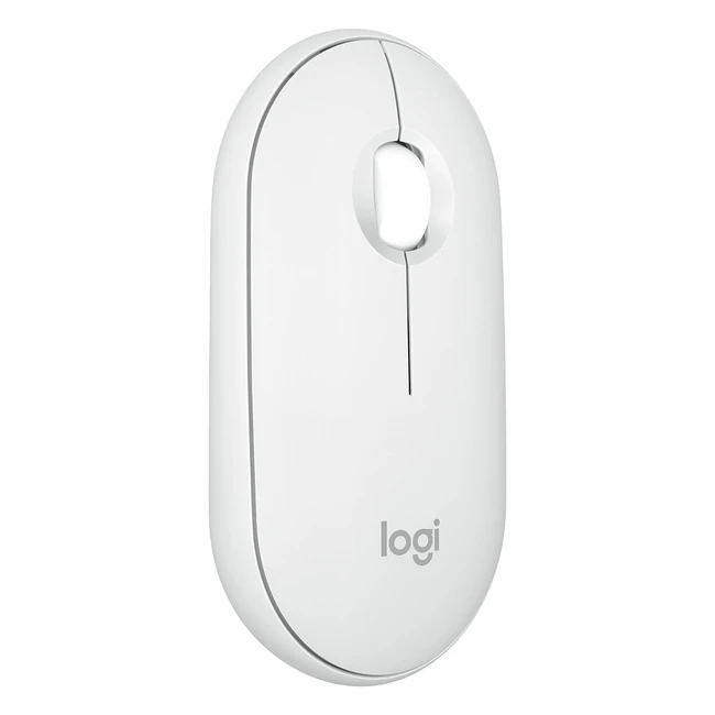 Souris Logitech Pebble Mouse 2 M350s - Bluetooth Sans Fil - Légère et Portable - Boutons Personnalisables - Clics Discrets - Windows/MacOS/iPad/Android/ChromeOS - Blanc