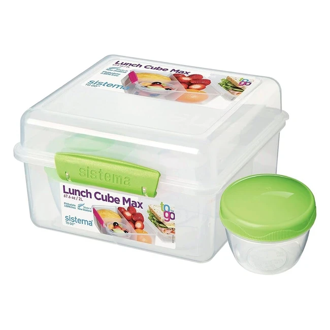 Bote  djeuner Sistema Lunch Cube Max To Go avec pot yaourt 2L - Coloris as