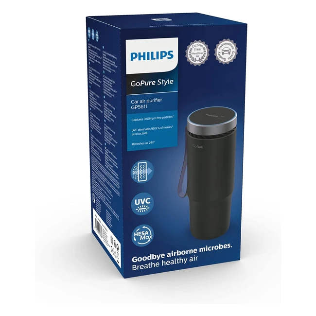 Purificador de aire para coche Philips GoPure Style GP5611 negro 1368233 - Elimina microbios y olores