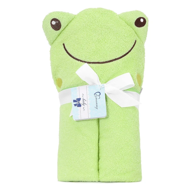 Asciugamano con cappuccio per neonato Be Mammy 100% cotone 95cm x 95cm BE20272BBL verde rana