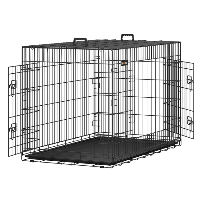 Cage Chien Pliable FEANDREA XXL Noir - Plateau Amovible - Solide & Confortable