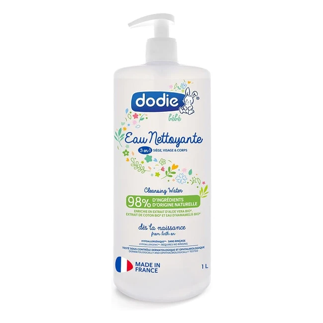Dodie Agua de Limpieza 3 en 1 sin Perfume 1L - Suave y Efectivo