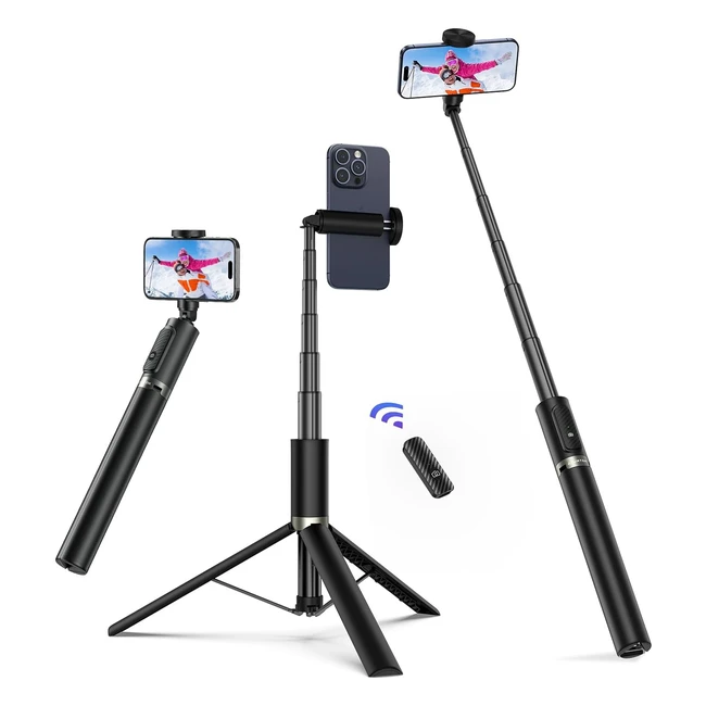 Atumtek Bastone Selfie Tripode 174cm - Asta Selfie Treppiede con Telecomando Bluetooth Ricaricabile - Compatibile con Smartphone iPhone e Android
