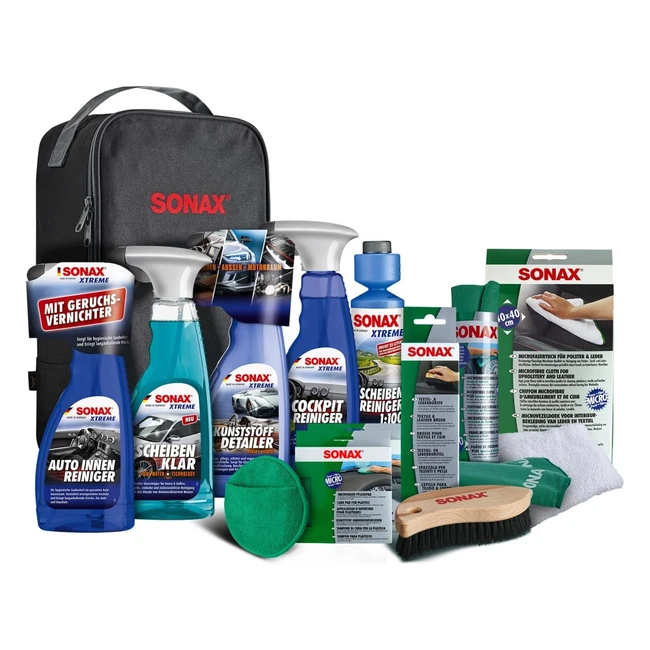 SONAX Innen- und Windschutzscheibenreinigungsset mit Tasche für die Reinigung aller Oberflächen im Auto-Innenraum bietet langanhaltenden Schutz Multicolor Artikel-Nr. 07688000