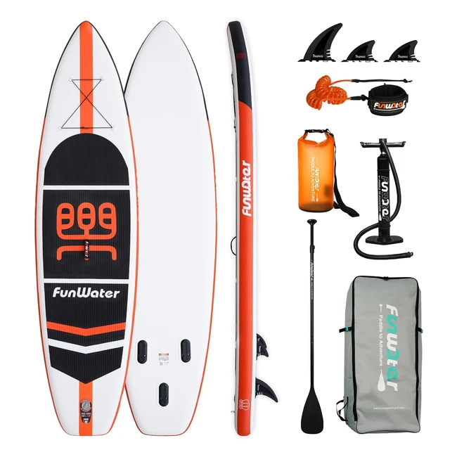 Tabla de Surf Hinchable Funwater 305x78x15cm - Accesorios Completos - Remo Ajustable - ISUP - Capacidad 150kg