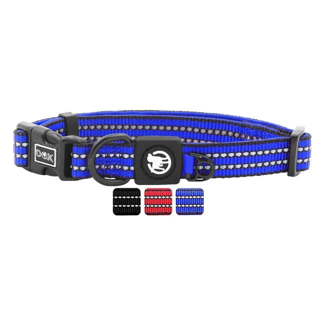 Collar Perro Nylon Reflectante Ajustable - DDOXX - Ref1234 - Neopreno - Azul