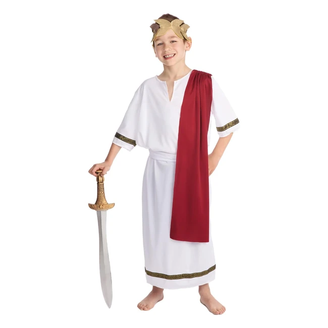 White Red Roman Toga Costume Outfit for Kids | Ages 4-12 | Free Delivery