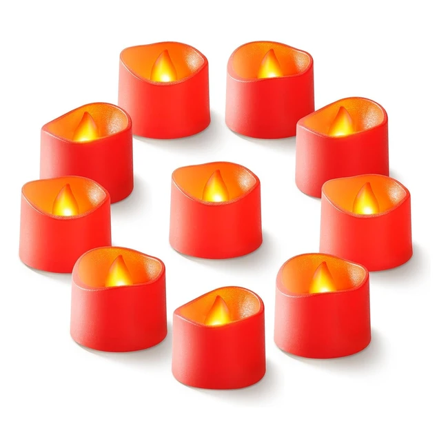 Homemory Red Flameless Tealight Candles Pack of 24 Flickering LED Tea Light Candles - Ideal for Halloween & Christmas - Batteries Included
