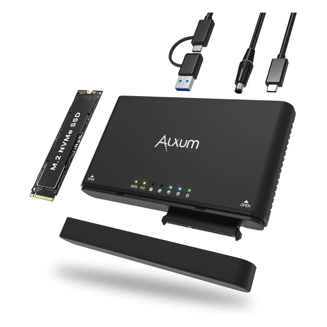 Alxum USB to NVMe M2  SATA HDDSSD Enclosure with Clone Function 10Gbps Data T