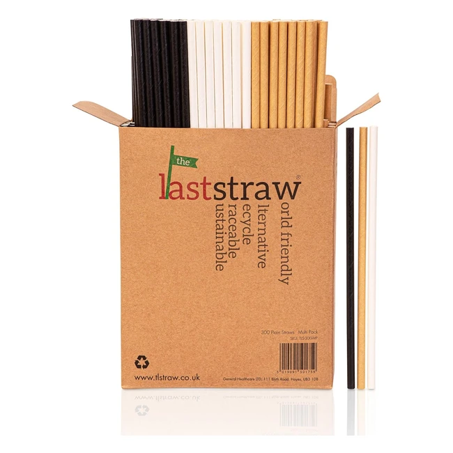 Eco-Friendly 100 Biodegradable Paper Straws 300 Pack - Last Straw Brand SayNoTo