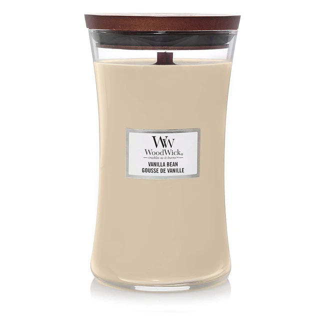 Woodwick Large Hourglass Scented Candle Vanilla Bean 130 Hours Burn Time