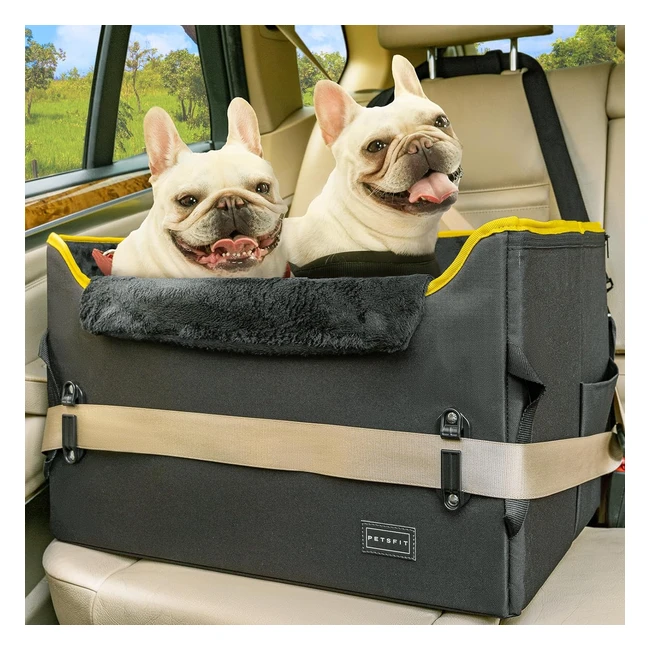 Seggiolino Auto Petsfit per Cani Piccoli - Trasportino Auto con Clip di Sicurezza e Cuscino in Peluche - Fino a 12 kg