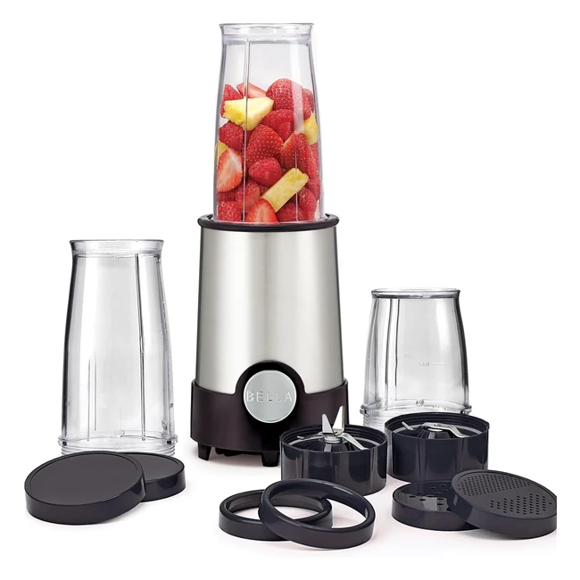 Bella Personal Size Rocket Blender 285W - Smoothies, Shakes, Healthy Drinks - Easy Grinding, Chopping - 12 Piece Set