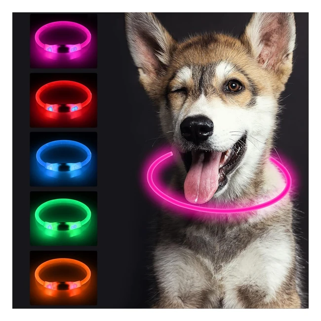 Collar LED Perro Sonnig Rosa Recargable Ajustable TPU 3 Modos