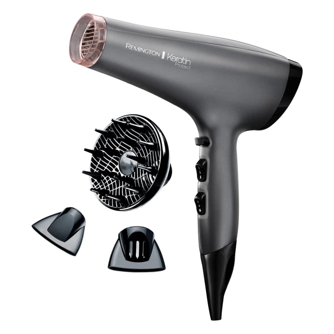 Remington Keratin Protect Ionic Hair Dryer AC8008 - Healthy Looking Hair, 2 Concentrators, Fast Drying