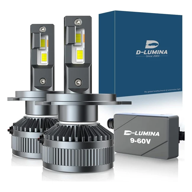 Bombilla LED DLumina H4 para Faros Delanteros Automóviles y Camiones 400 Superbrillantes 26000lm 6000K Kit Conversión 2 Años Garantía