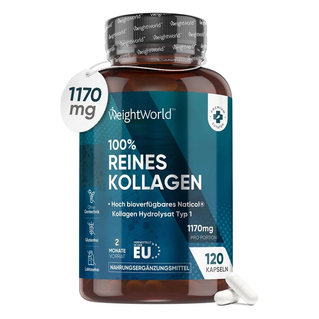 Marine Kollagen Kapseln 1170 mg Typ 1 Naticol 120 Kapseln - Laborgetestet in Deutschland