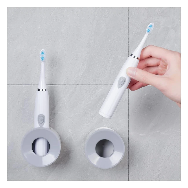 Vicloon Electric Toothbrush Holder 2 Pcs Selfadhesive Wall Mounted White