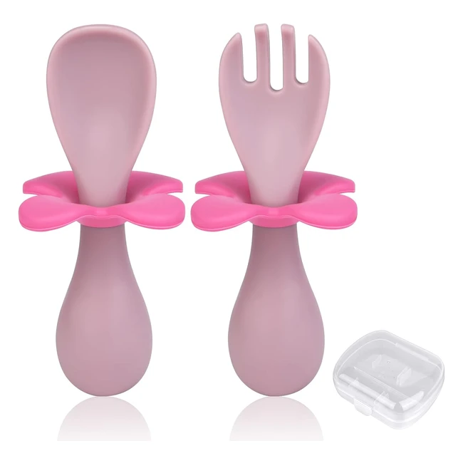 Vicloon Baby Fork and Spoon Set - BPA-Free Silicone - Self-Feeding Toddler Cutle