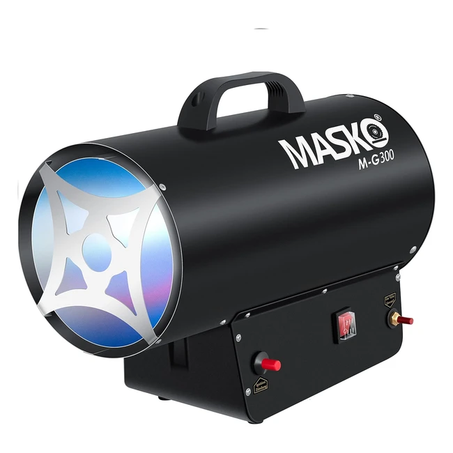 Masko Gasheizer Heißluftgenerator Heizgerät für Bau Größe 30 kW inkl. Gasschlauch & Druckregler Ventilatorheizer für Standard-Gasflaschen