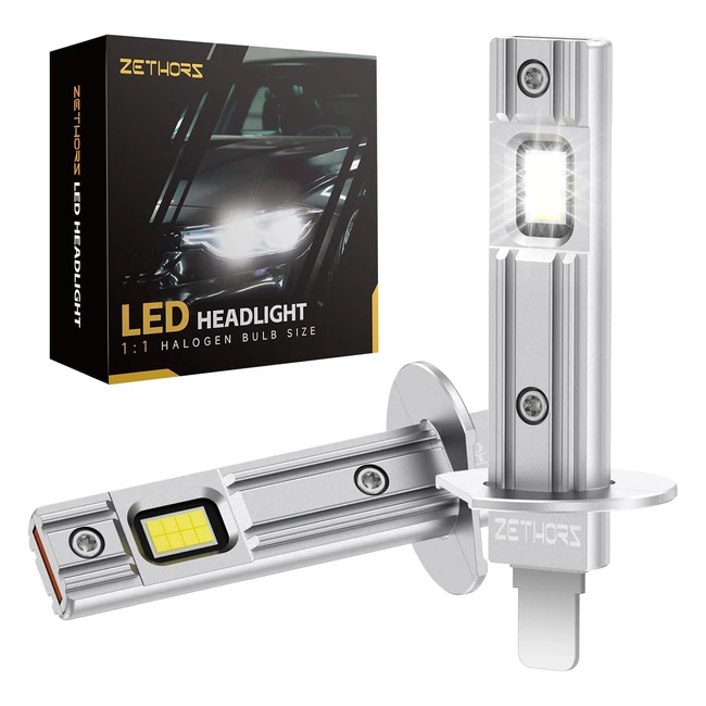 Zethors H1 LED Headlight Bulb 16000LM 60W - 400 Brighter Mini LED H1 Bulbs Car 