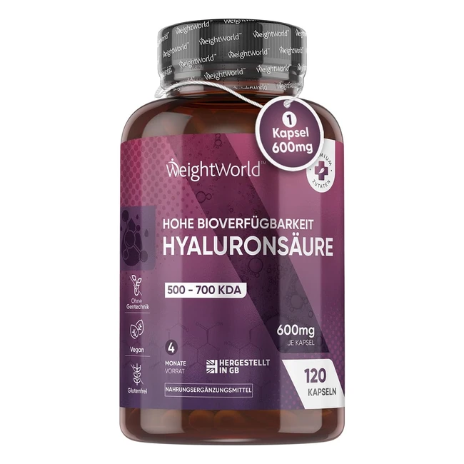 Hyaluronsure Kapseln 600 mg 4 Monate Vorrat 500-700 kDa 120 Kapseln Alternativ